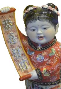 Chinesische Porzellanfigur, Frau mit Schriftrolle